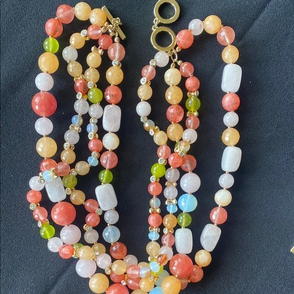 Anne Klein Pink and Orange Beaded Necklace - Picture 3 of 8